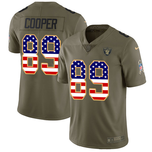 Nike Raiders #89 Amari Cooper Olive/USA Flag Youth Stitched NFL Limited Salute to Service Jersey - Click Image to Close